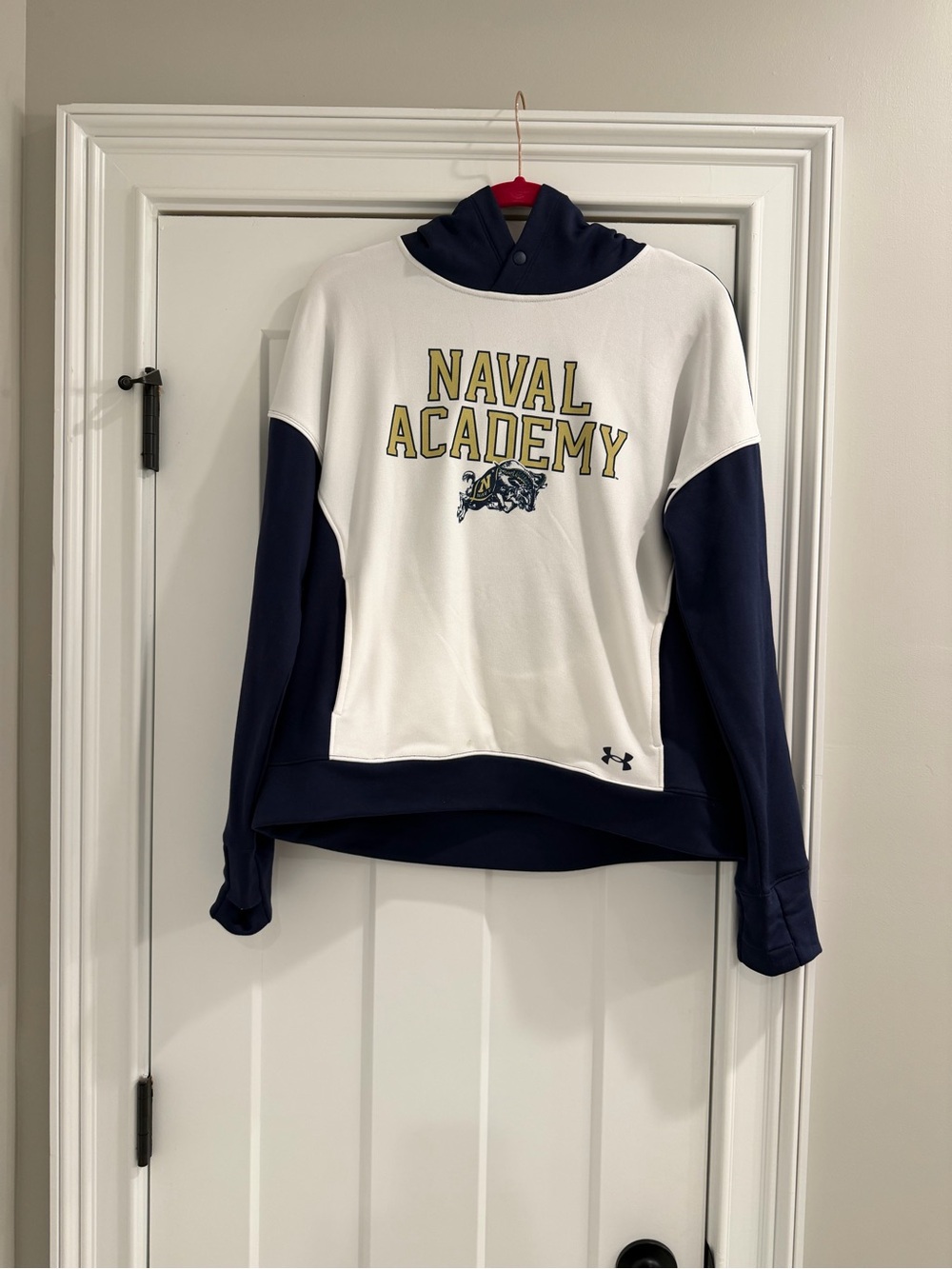 Under Armour Navy and White Naval Academy Cowl Neck Pullover
